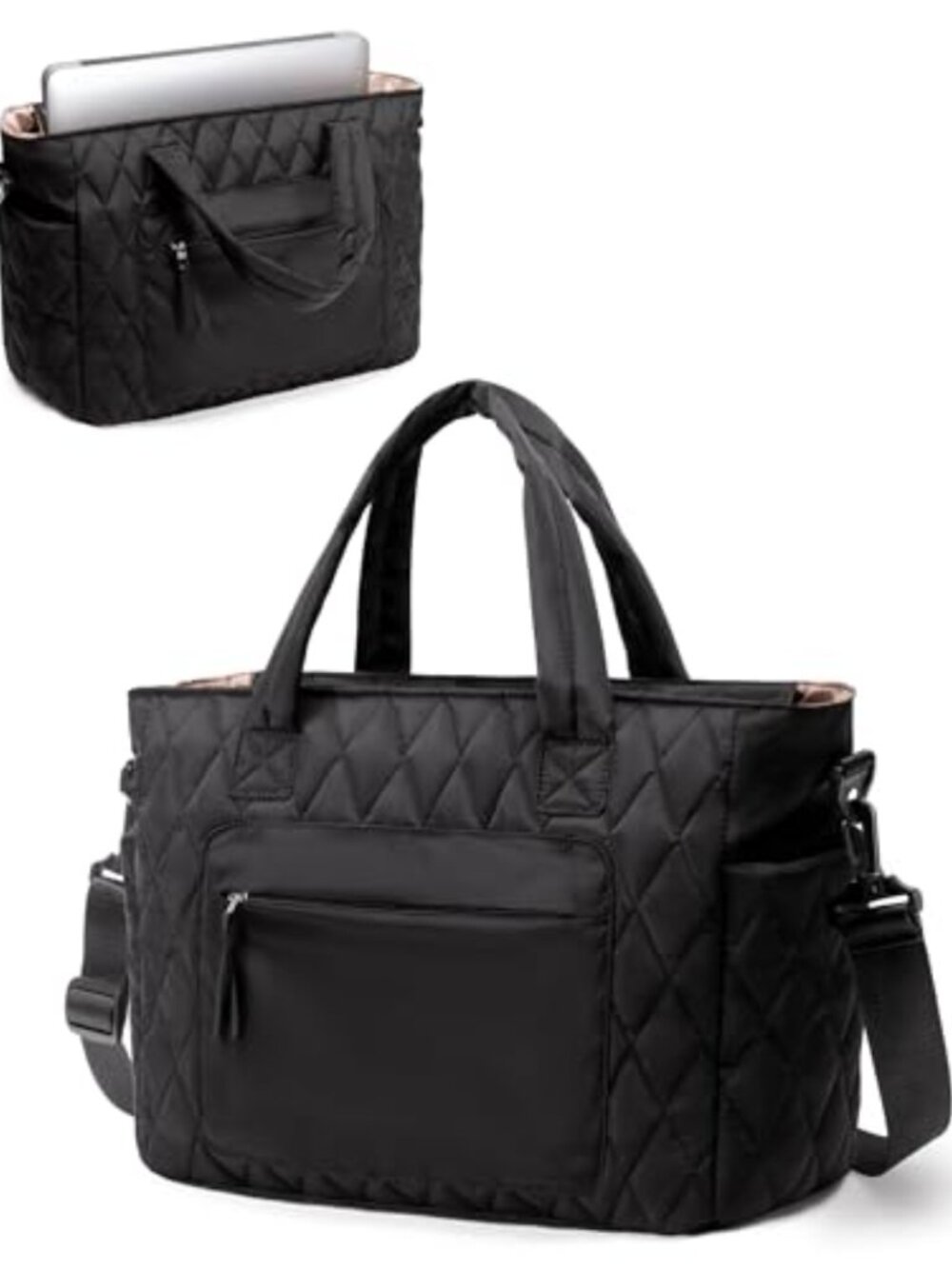 Quilted Puffer Tote Bag for Women, Fits 15.6" Laptop, Lightweight